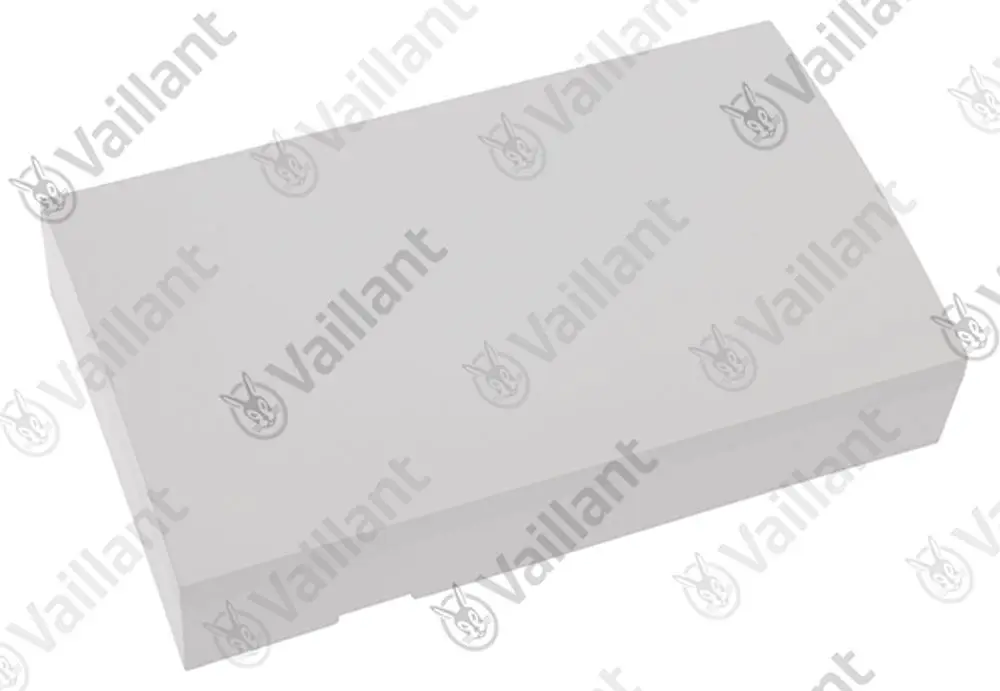 Graue Abdeckung von Vaillant für Reglerschacht, rechteckige Form, verleiht eine schlichte Optik.